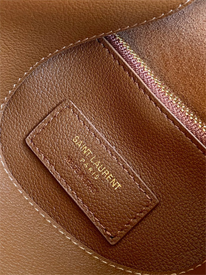 Y.S.L LE 5 A 7 Supple Large HOBO BAG In Brown Leather