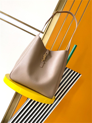 Y.S.L LE 5 A 7 Supple Large HOBO BAG In Beige Leather