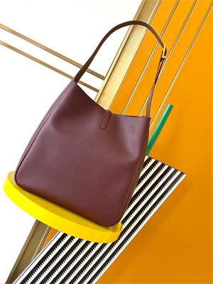 Y.S.L LE 5 A 7 Supple Large HOBO BAG In Burgundy Leather