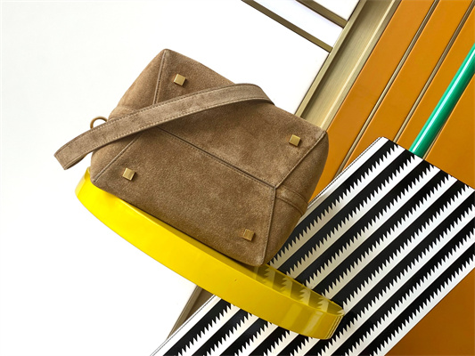 Y.S.L LE 37 In Brown Suede Leather Bucket Bag