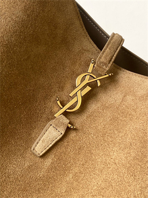 Y.S.L LE 37 In Brown Suede Leather Bucket Bag