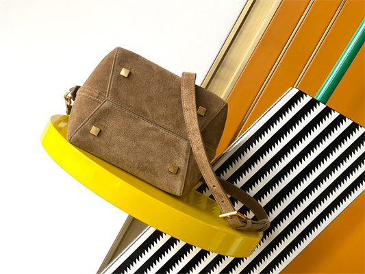 Y.S.L LE 37 SMALL In Brown Suede Leather Bucket Bag