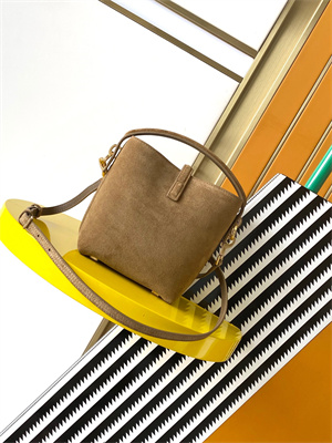Y.S.L LE 37 Mini In Brown Suede Leather Bucket Bag