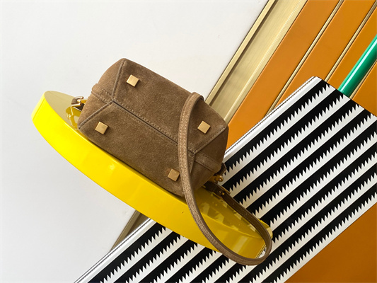 Y.S.L LE 37 Mini In Brown Suede Leather Bucket Bag