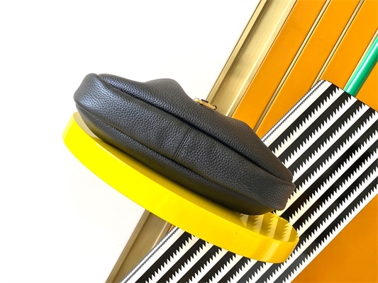 Y.S.L PARIS VII FLAT Small HOBO BAG In Black Grained Calfskin Leather