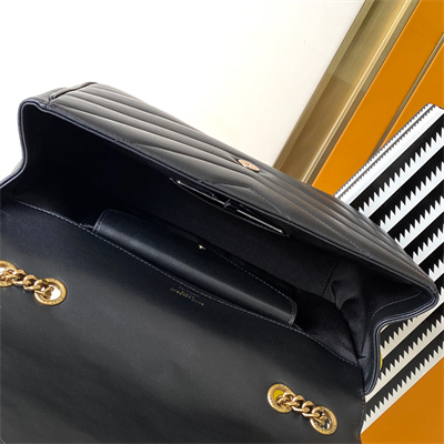 Y.S.L LOULOU Medium in MATELASSÉ lambskin Gold Tone Metal Black Color