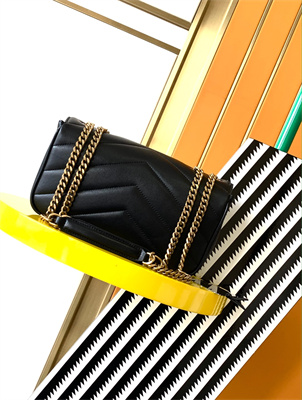 Y.S.L LOULOU Small in MATELASSÉ lambskin Gold Tone Metal Black Color