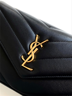 Y.S.L LOULOU Small in MATELASSÉ lambskin Gold Tone Metal Black Color