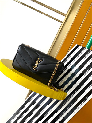 Y.S.L LOULOU Mini in MATELASSÉ lambskin Gold Tone Metal Black Color