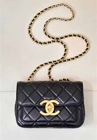 Chanel Mini Flap Bag Shinny Lambskin &Gold Tone Metal Black AS5026
