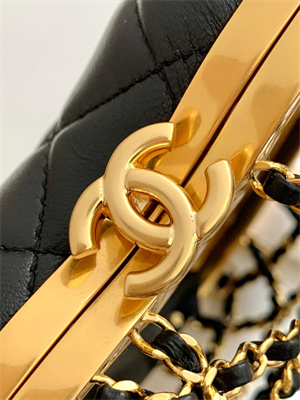 Chanel Heart Shaped Evening bag Lamskin Black AS4027