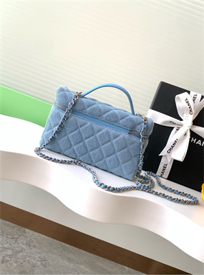Chanel Long Vanity with chain Blue Denim & Silver-Tone Metal AP4407