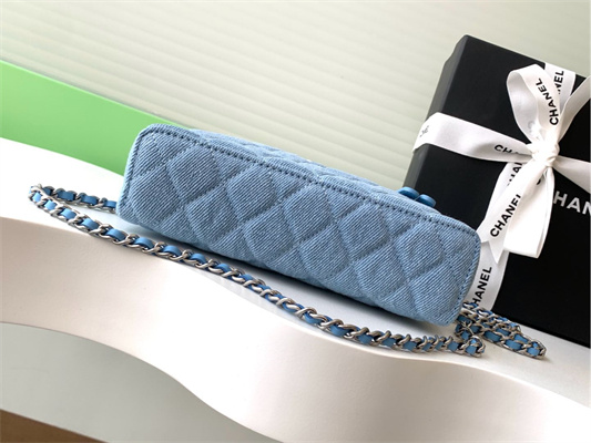 Chanel Long Vanity with chain Blue Denim & Silver-Tone Metal AP4407