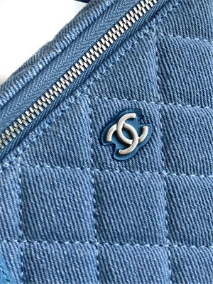 Chanel Long Vanity with chain Blue Denim & Silver-Tone Metal AP4404