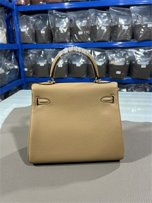 Kelly Retourne Bag Togo Leather 25/28CM Gold/Silver Hardware In Chai Color HS