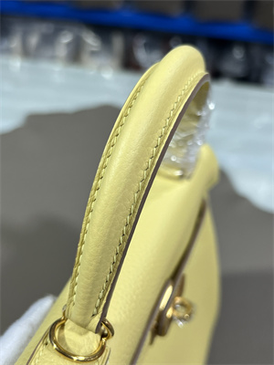 Kelly Retourne Bag Togo Leather 25/28CM Gold/Silver Hardware In Jaune Poussin Color HS
