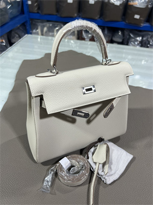 Kelly Retourne Bag Togo Leather 25/28CM Gold/Silver Hardware In Craie Color HS