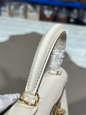 Kelly Retourne Bag Togo Leather 25/28CM Gold/Silver Hardware In Craie Color HS