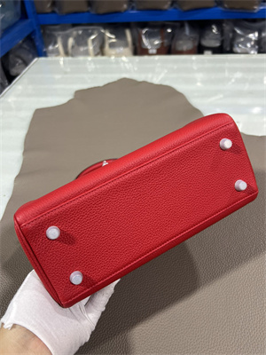 Kelly Retourne Bag Togo Leather 25/28CM Gold/Silver Hardware In Red Color HS