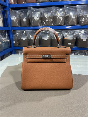 Kelly Retourne Bag Togo Leather 25/28CM Gold/Silver Hardware In Gold Color HS