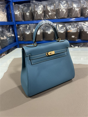 Kelly Retourne Bag Togo Leather 25/28CM Gold/Silver Hardware In Bley Jean Color HS