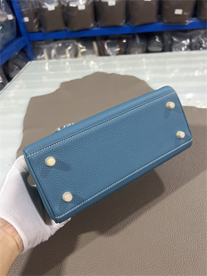 Kelly Retourne Bag Togo Leather 25/28CM Gold/Silver Hardware In Bley Jean Color HS