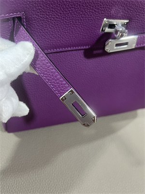 Kelly Retourne Bag Togo Leather 25/28CM Gold/Silver Hardware In Anemone Color HS