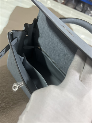 Kelly Retourne Bag Togo Leather 25/28CM Gold/Silver Hardware In Blue Linen Color  HS