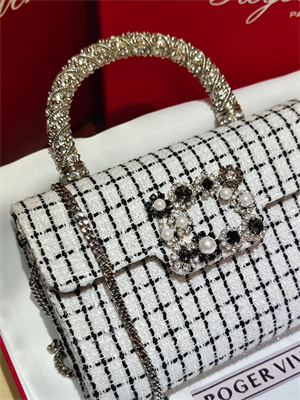 Roger Vivier Jewel Efflorescence Mini Bag In Tweed White/Black