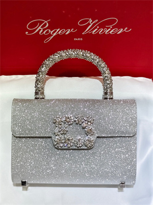 Roger Vivier Jewel Efflorescence Mini Bag in glitter Silver