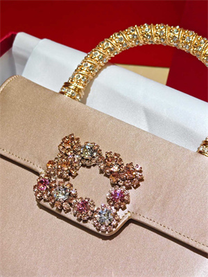 Roger Vivier Jewel Efflorescence Mini Bag In Satin Beige