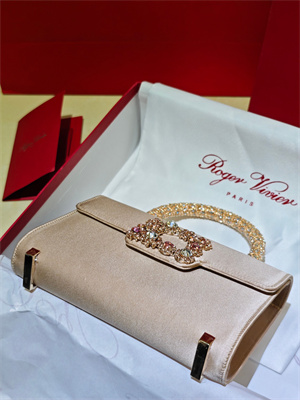 Roger Vivier Jewel Efflorescence Mini Bag In Satin Beige