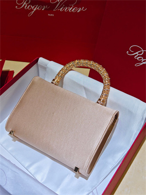 Roger Vivier Jewel Efflorescence Mini Bag In Satin Beige