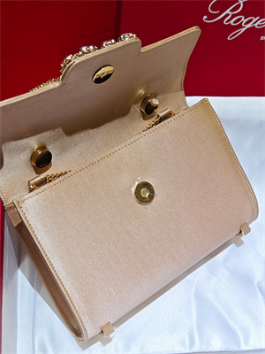 Roger Vivier Jewel Efflorescence Mini Bag In Satin Beige