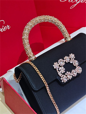Roger Vivier Jewel Efflorescence Mini Bag In Satin Black