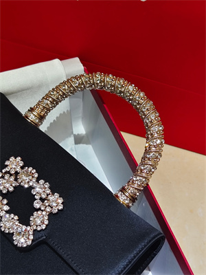 Roger Vivier Jewel Efflorescence Mini Bag In Satin Black