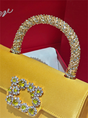 Roger Vivier Jewel Efflorescence Mini Bag In Satin Yellow