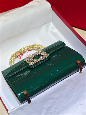 Roger Vivier Jewel Efflorescence Mini Bag In Leather Green