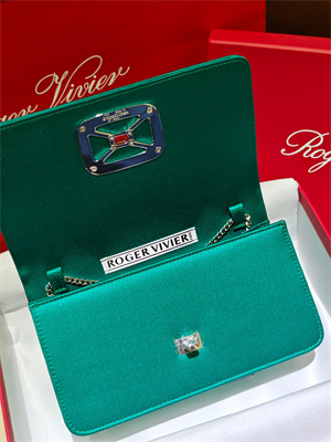 Roger Vivier Viv’ Choc Mini Bag In Satin Green