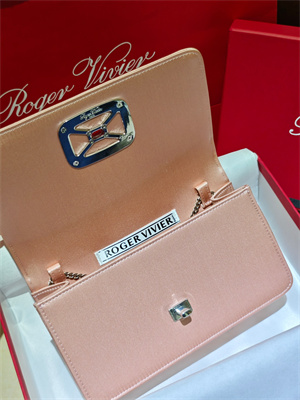 Roger Vivier Viv’ Choc Mini Bag In Satin Beige
