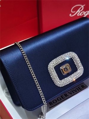 Roger Vivier Viv’ Choc Mini Bag In Satin Navy