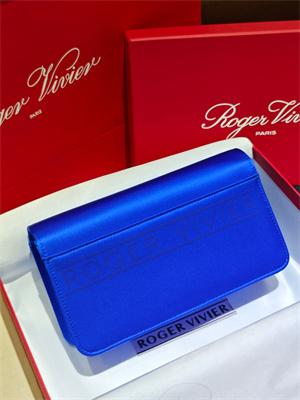 Roger Vivier Viv’ Choc Mini Bag In Satin Blue