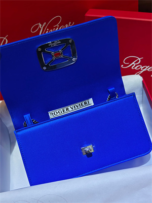 Roger Vivier Viv’ Choc Mini Bag In Satin Blue