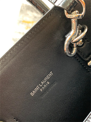 Y.S.L SAC DE JOUR BABY In Black Corcodile Embossed Leather Silver Tone Metal