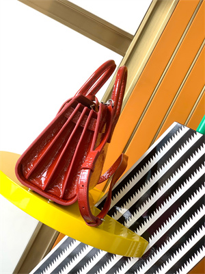 Y.S.L SAC DE JOUR NANO In Red Crocodile Embossed Leather Silver Tone Metal