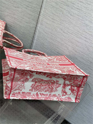 CD Large Book Tote Black Toile de Jouy Embroidery Pink