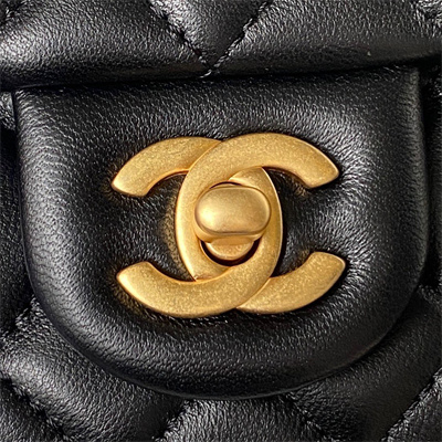 Chanel 23S Camellia Flap Bag Lambskin Gold Tone Metal Black AS4064