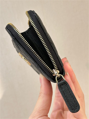 Chanel Zippy Wallet Black Grained Calfskin Gold Tone Metal 3976