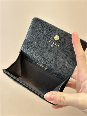 Chanel Coin Purse Black Grained Calfskin Gold Tone Metal 3978