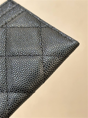 Chanel Card Holder Black Grained Calfskin Gold Tone Metal 3878